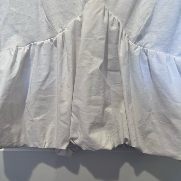 White Babydoll Peplum Puff Top Vintage Cottagecore Coquette Feminine Y2K 90s - Picture 4 of 11